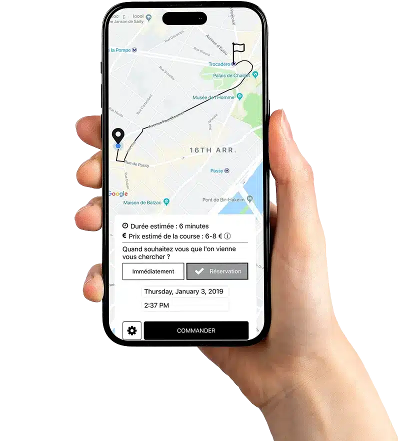 Application Taxi Club sur smartphone